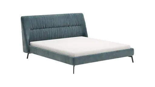 Bett Alvito - Liegefläche 180x200 cm, Stoff, Azurblau