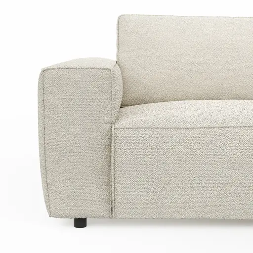 Ecksofa Lilaia - 1,5-Sitzer XL mit Chaise Longue XL rechts, Stoff, Creme