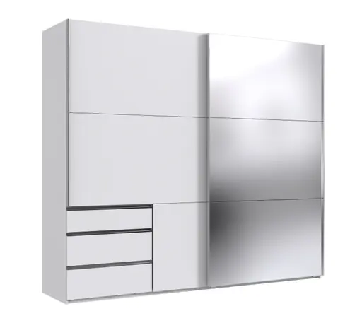 Schwebetürenschrank- B ca. 250 cm, Weiß, Spiegel