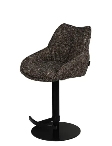 Barhocker MATTEA - drehbar, höhenverstellbar, Stoff, Dunkelbraun