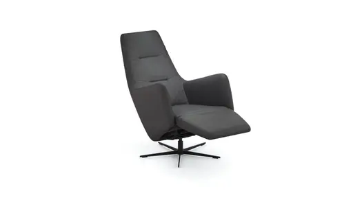 Relaxsessel Rufus - inkl. Relaxfunktion (motorisch), Akku, Leder, Anthrazit