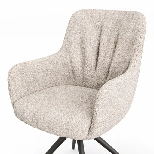 Armlehnstuhl Mis Legere - Boucle, Natur, Stativ, Anthrazit