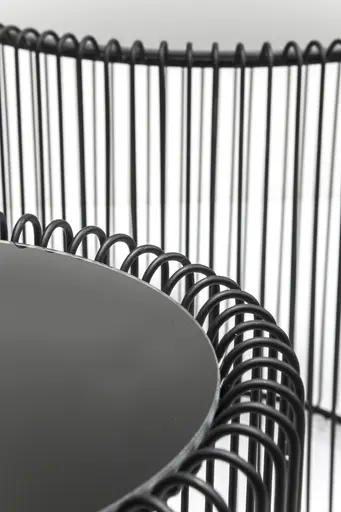 Beistelltisch-Set- Stahl, Schwarz, Glas, Schwarz