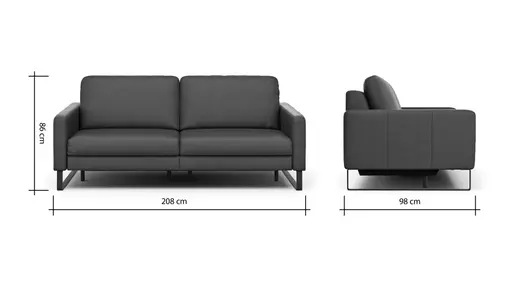 Sofa Enna - 3,5-Sitzer inklusive Relaxfunktion (motorisch), links und rechts, Leder, Anthrazit