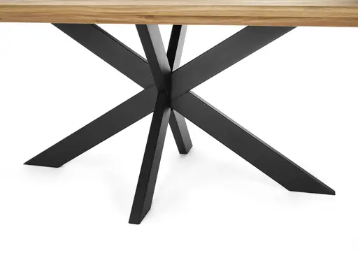 Esstisch - LB ca. 240x100 cm, Wildeiche massiv geölt, Schweizer Kante mit abgerundeten Ecken, Schwarz