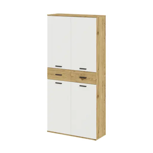 Schuhschrank- Eiche Dekor, Weiß