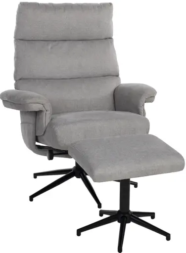 Relaxsessel mit Hocker - drehbar, Relaxfunktion, Webstoff, Steingrau