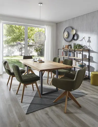 Armlehnstuhl Macano - drehbar, Leder, Olive