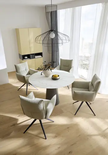 Esstisch Cono - LB 120x120 cm rund, Keramik, Weiß