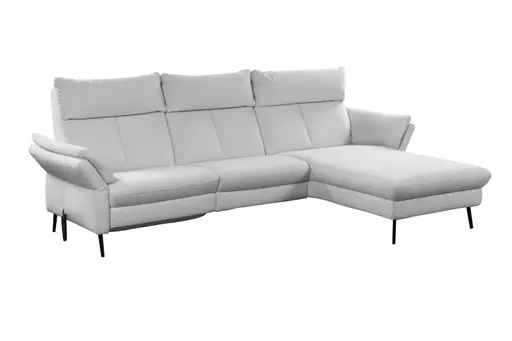 Ecksofa - 2-Sitzer mit Longchair rechts, Stoff, Creme