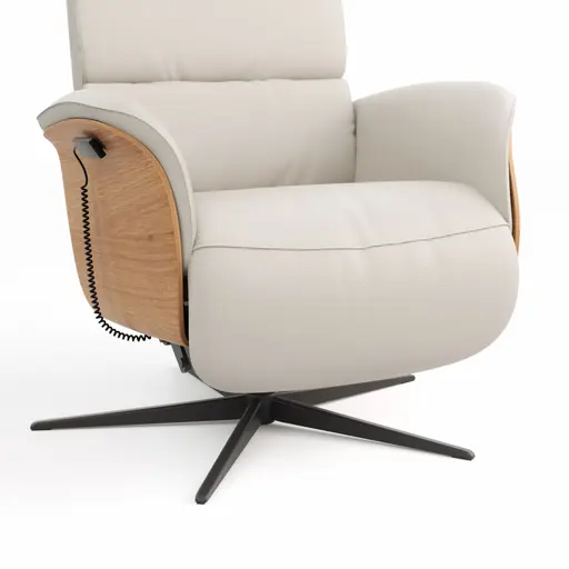 Relaxsessel Amila - Größe L, inkl. 4-motorischer Relaxfunktion und Aufstehhilfe, Leder, Silbergrau