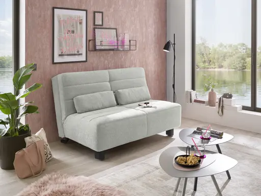  Faltsofa Easy - 2-Sitzer ohne Armlehne, ca. 140 cm inkl. Schlaffunktion, Stoff, Grau