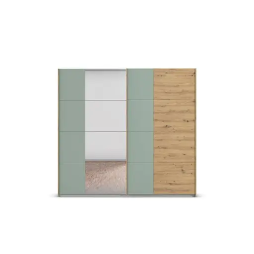 Schwebetürenschrank ROMANA- B ca. 226 cm, Eiche Dekor, Salbei