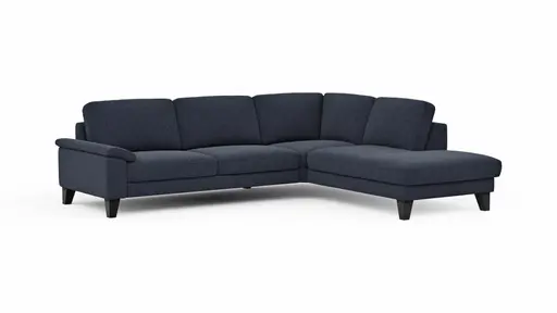 Ecksofa Oviedo - 2,5-Sitzer mit Ecke rechts, Stoff, Dunkelblau