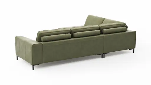 Ecksofa Solano - Ecke Links, 2,5-Sitzer, Leder, Olive