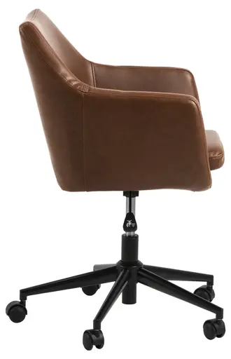 Schreibtischstuhl - höhenverstellbar, Lederoptik, Braun