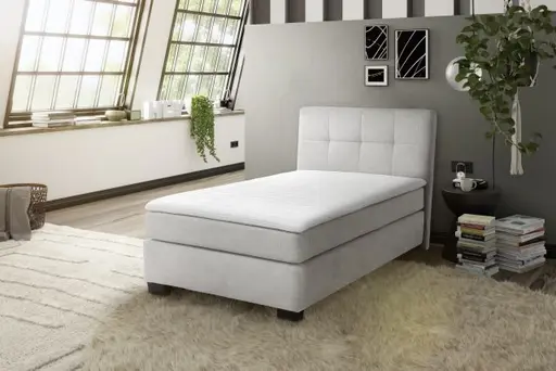 Boxspringbett JILA- Ligefläche ca. 120x200 cm, Stoff, Beige