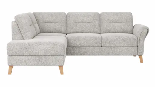 Ecksofa Almyra - Ottomane links mit 2,5-Sitzer, Stoff, Silbergrau