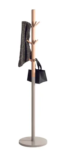 Garderobenständer - Ø/H ca. 37x171 cm, Buche massiv naturbelassen, Kaschmir