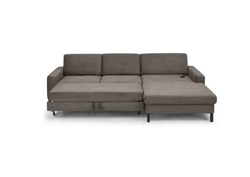  Ecksofa CALM MOVE 2.0 - 2,5-Sitzer mit Longchair rechts, Schlaffunktion, Feincord, Taupe