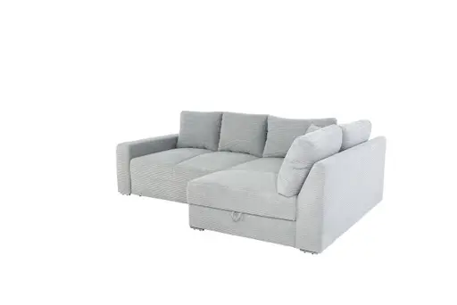 Ecksofa JANIS - 2,5-Sitzer, Ecke rechts inkl. Schlaffunktion , Stoff, Hellgrau