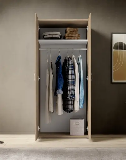 Drehtürenschrank- B ca. 80 cm, Eiche Dekor