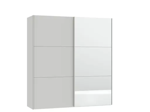 Schwebetürenschrank JOIN IT- B ca. 202 cm., Hellgrau, Matt, Spiegel