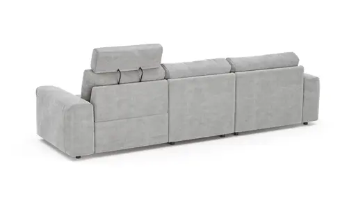 Ecksofa Balok - Longchair groß links mit 2,5-Sitzer, inkl. Relaxfunktion (motorisch) und Kopfstütze, Stoff, Eisengrau