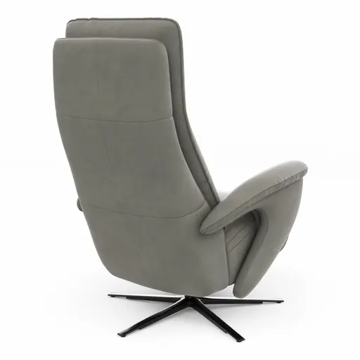 Sessel Tulsa Relax - Größe L, inkl. Maxirücken und Kopf-/Fußteil/Rückenlehne verstellbar, Leder, Graubeige