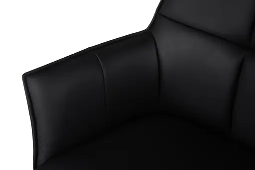 Barhocker MELE - drehbar, höhenverstellbar, Leder, Schwarz