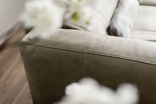 Sofa Arrezo - 3,5-Sitzer, Leder Taupe, Rücken verstellbar
