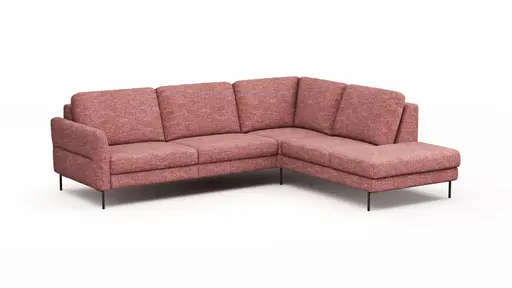 Ecksofa Enna - 3-Sitzer mit Ecke rechts inklusive Sitzvorzug (motorisch), Stoff, Koralle