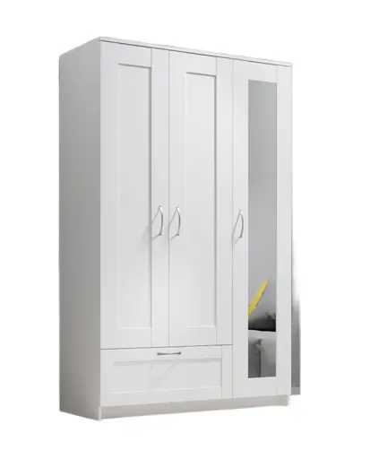 Drehtürenschrank- B ca. 117 cm, Weiß, Spiegel