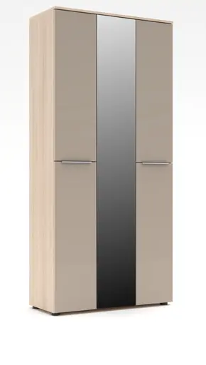 Garderobenschrank - B ca. 90 cm, Riva Eiche Nachbildung, Kaschmir, Spiegel