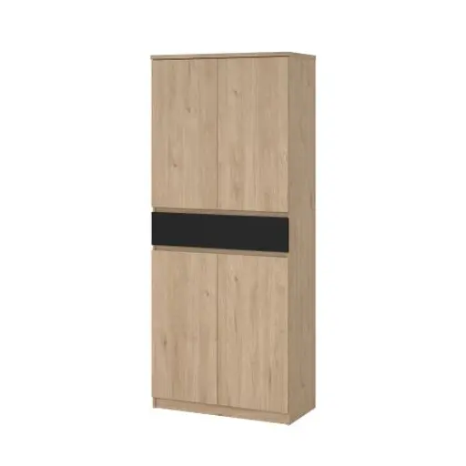 Schuhschrank - B ca. 81 cm, Jackson Hickory Nachbildung, Schwarz