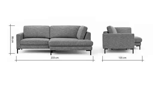 Ecksofa Oviedo - 1,5-Sitzer mit Ecke rechts, Stoff, Senfgelb