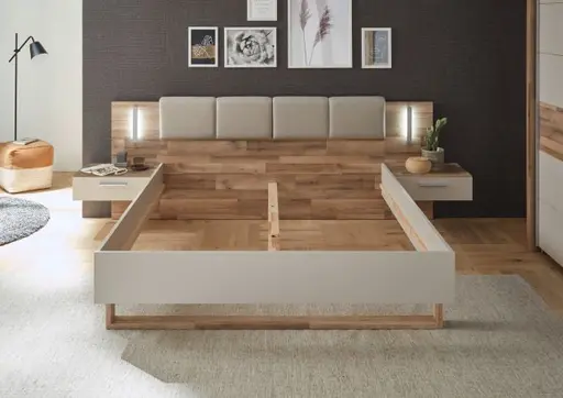 Bettanlage- Liegefläche ca. 180x200 cm, Champagner, Holzdekor