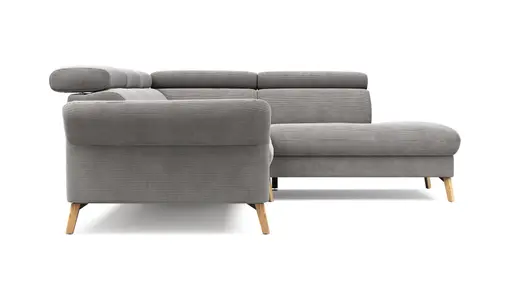 Sofa Maryville - 2,5-Sitzer mit Eckelement und Abschlussteil medium rechts, inkl. Kopfteil verstellbar, Stoff, Grau