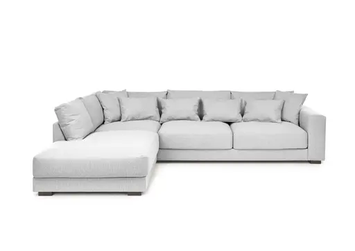 Ecksofa - Ecke links, 3-Sitzer, Stoff, Silbergrau