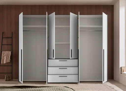 Drehtürenschrank- B ca. 270 cm, Graphit, Weiß