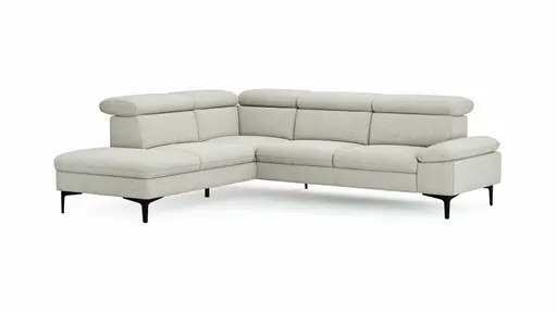 Ecksofa Felipa - Ecke links mit 2,5-Sitzer inkl. Kopfteil verstellbar, Stoff, Natur