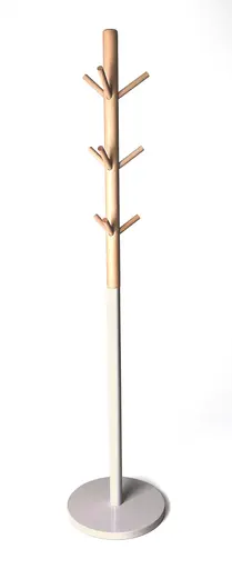 Garderobenständer - Ø/H ca. 37x171 cm, Buche massiv naturbelassen, Kaschmir