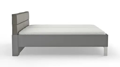 Bett Viana - Liegefläche ca. 200x200 cm, Holzwerkstoff Dunkelgrau , Kunstleder Anthrazit