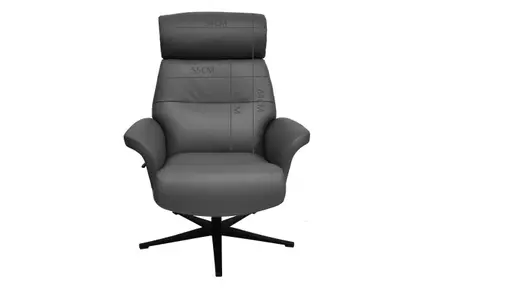 TV-Sessel MOANI mit Hocker - drehbar, Relaxfunktion, Kopfteilverstellung, Leder, Dunkelbraun