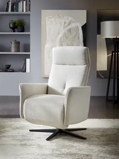 Relaxsessel Amadena - Relaxfunktion (manuell), Stoff, Creme