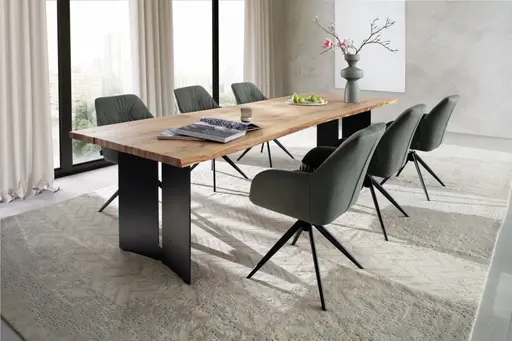 Armlehnstuhl Noli - drehbar, Leder, Avokado