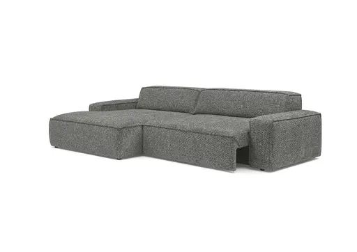 Ecksofa - Longchair links mit 2-Sitzer, Sitzvorzug motorisch, Stoff, Graphit