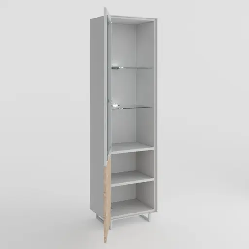 Vitrine - B ca. 54 cm, Kreidefarben, Eiche bianco massiv geölt