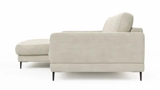 Ecksofa Janne - Longchair links, 1,5-Sitzer, Cord, Offwhite