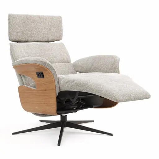 Relaxsessel Amila - Größe S, inkl. 2-motorischer Relaxfunktion und Kopfteilverstellung, Stoff, Silbergrau